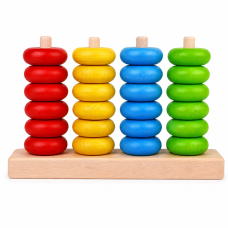 Розвиваюча дерев’яна "Пірамідка", 4 кольори кілець