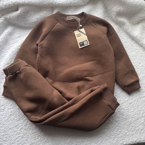 Утепленный детский костюм коричневого цвета 116 размер