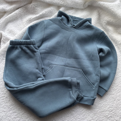 Утеплений дитячий костюм з капюшоном синього кольору 116 розмір 