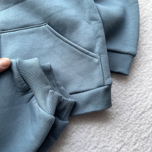 Утеплений дитячий костюм з капюшоном синього кольору 116 розмір 