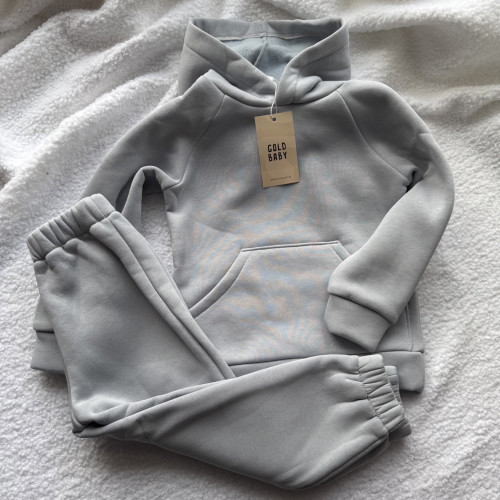 Утеплений дитячий костюм з капюшоном сірого кольору 104 розмір 