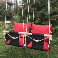 Підвісна бавовняна дитяча гойдалка «Для двійнят» червоно-чорного кольору