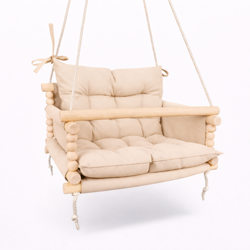 Подвесная детская качель «Джуниор», хлопок бежевый
