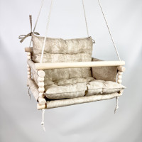 Подвесная детская качель «Джуниор» бежевая мраморная водоотталкивающая ткань