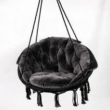 Гойдалка "Кокон", оксамит темно-сірий