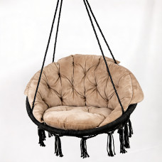 Гойдалка "Кокон", оксамит бежевий