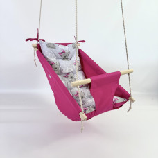 Підвісна бавовняна дитяча гойдалка «Колиханка» рожевого кольору з ведмедиками