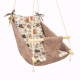 Подвесная хлопковая детская качель «Колыбелька» коричневого цвета с лесом