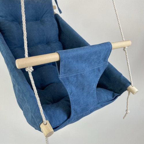Подвесная детская качель «Колыханка», микровелюр синий