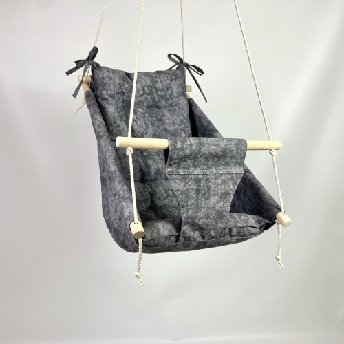 Подвесная детская качель «Колыханка», водоотталкивающая темно-серая мрамор