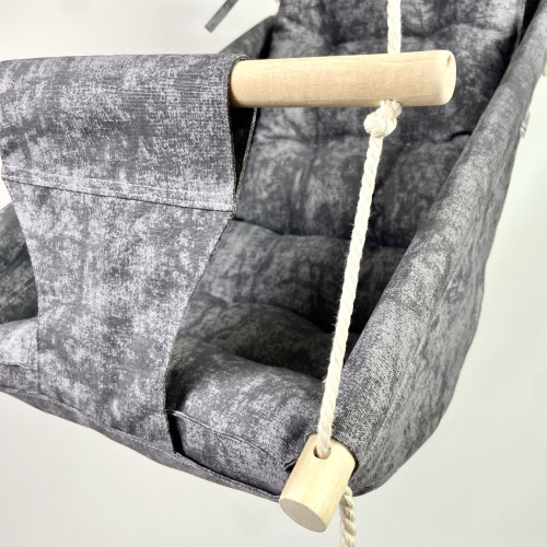 Подвесная детская качель «Колыханка», водоотталкивающая темно-серая мрамор