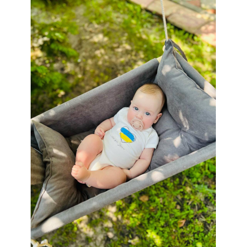 Подвесная детская качель «Колыханка», микровелюр серый, обзор