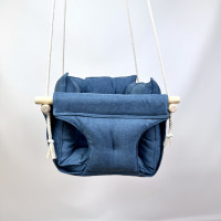 Підвісна дитяча гойдалка «Преміум +» синій мікровелюр