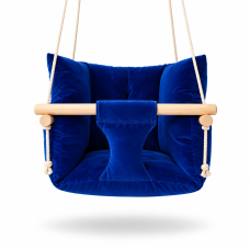 Підвісна дитяча гойдалка «Преміум», оксамит синій
