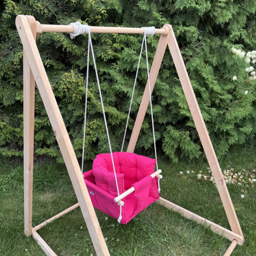 Комплект «Деревянная опора + Премиум», микровелюр темно-розовый