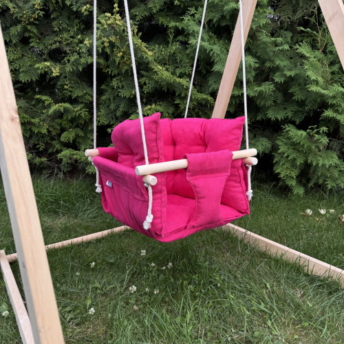 Комплект «Деревянная опора + Премиум», микровелюр темно-розовый