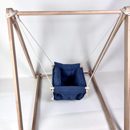 Комплект «Деревянная опора + Премиум+», микровелюр синий