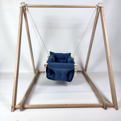 Комплект «Деревянная опора + Премиум+», микровелюр синий