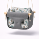 Підвісна дитяча гойдалка «Преміум+», світло-сірий мікровелюр з драконами